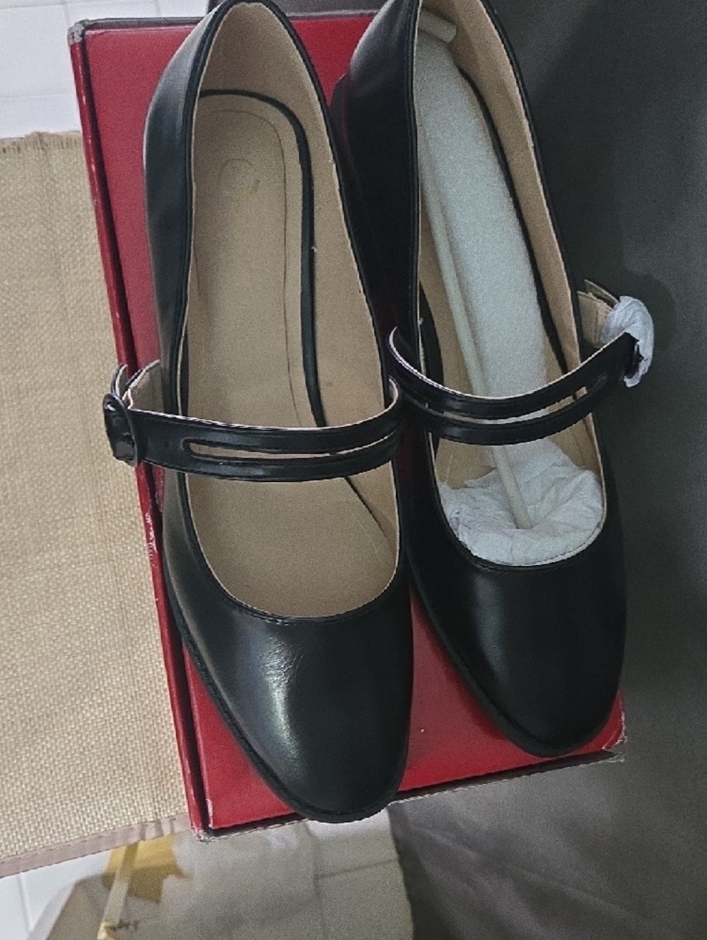 Black Double-Strap Mary Jane Block Heels - Picture 8 of 10